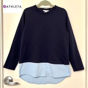 Athleta Color Block Navy Blue Mixed Media Gallery Top 2.0 Size M NWOT